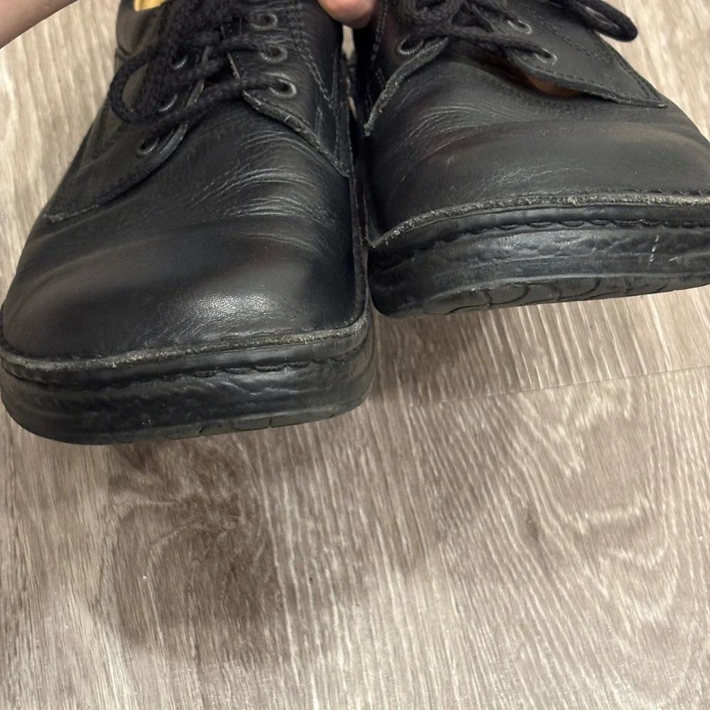 Birkenstock Memphis 10-10.5 Black Pebbled Leather Lace Up Shoes Walking Oxford